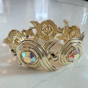 Vintage Sarah Coventry Gold Bracelet with AB Crystals